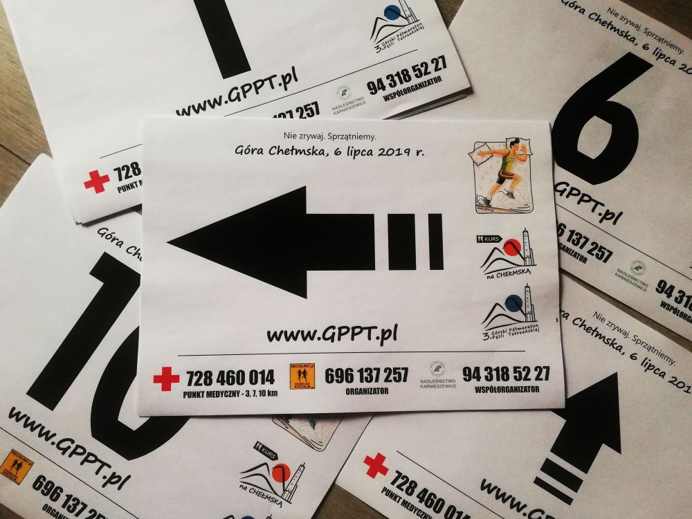 Oznaczenia trasy - Kurs na Chełmską 2019 i 3. Górski Półmaraton Pętli Tatrzańskiej (GPPT)